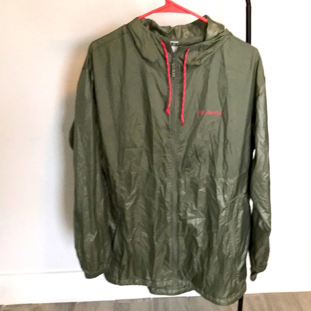Columbia water resistant green and pink jacket. Lightweight - like new